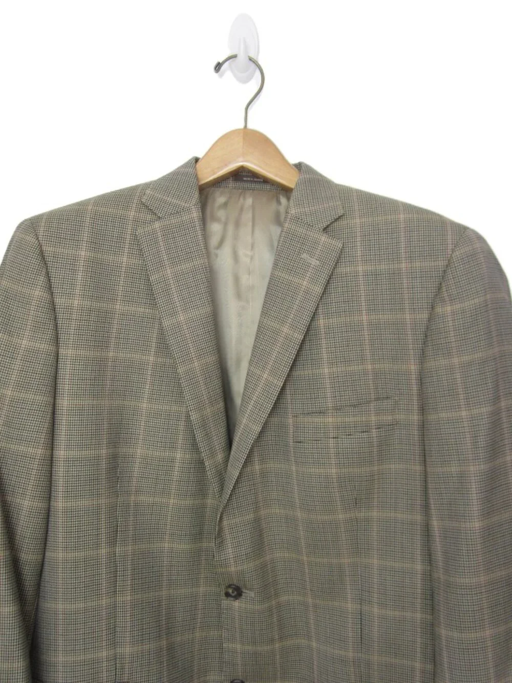 Peter Millar 44T 44 Tall 44L 100% Wool Glen Plaid Sport Coat Tan Beige Black